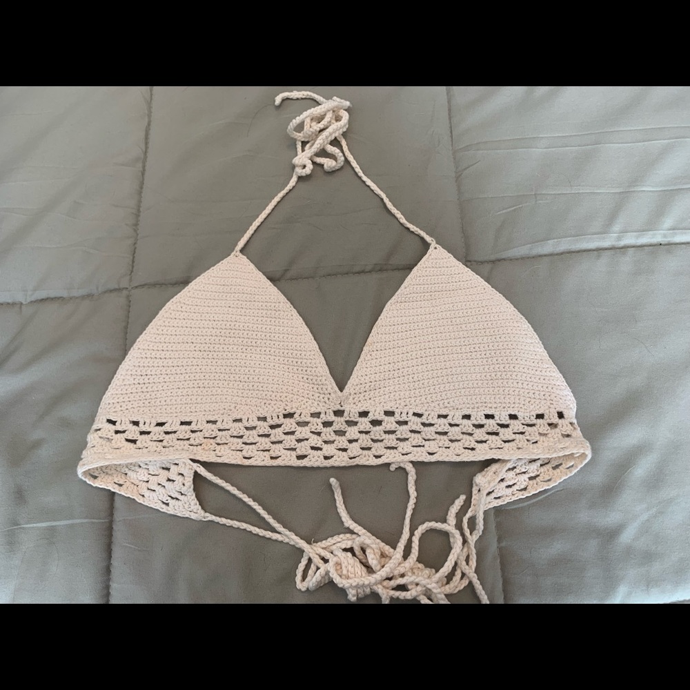 Cream colored crochet top, size S